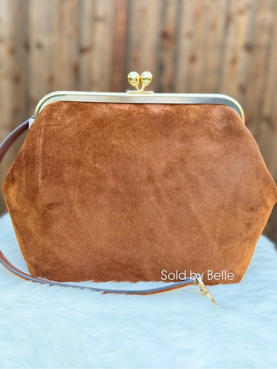 Coach Handbags - NWT Coach Suede Kisslock 27 Brass Warm Brown